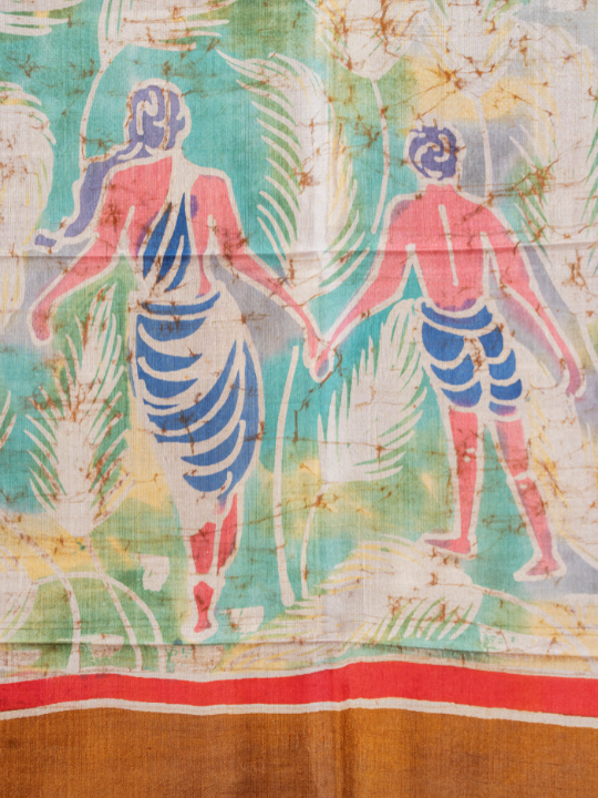 Earthy Brown Pure Silk Batik Saree