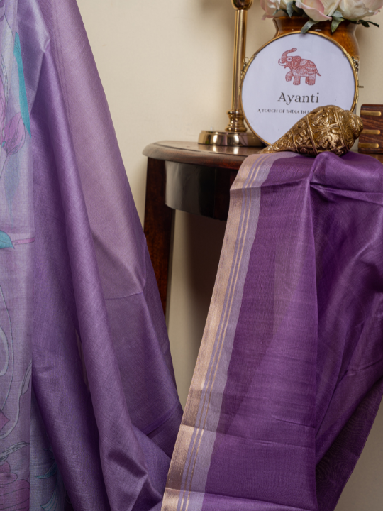 Lavender Soft Chanderi Saree