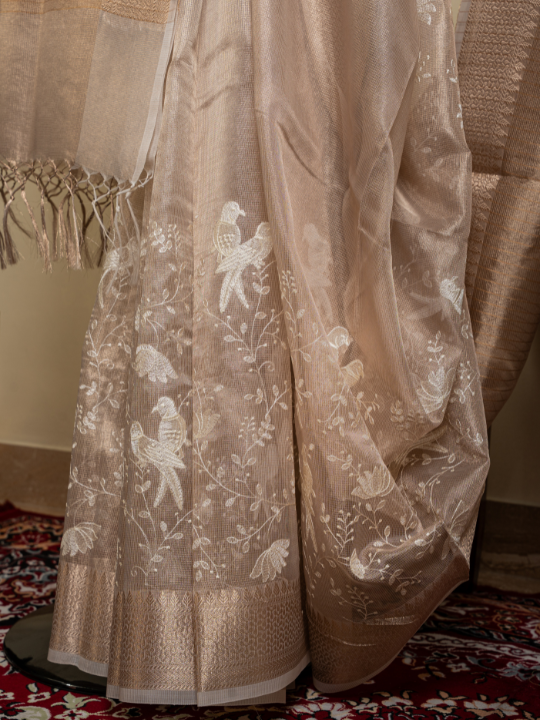 Beige Kota Tissue Saree