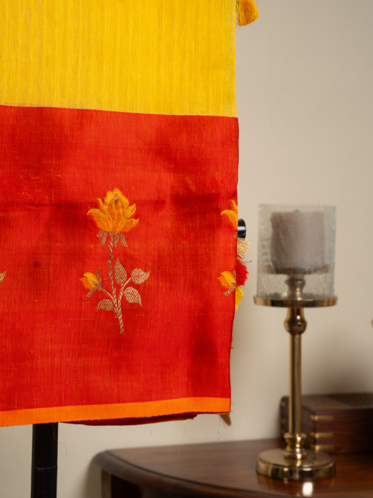 Sunshine Yellow Premium Cotton Linen Saree