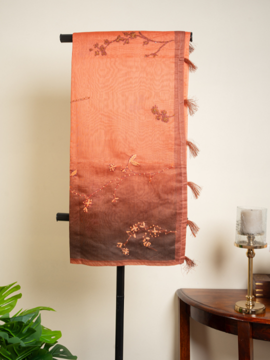 Orange and Brown Dual-Tone Soft Cotton Saree