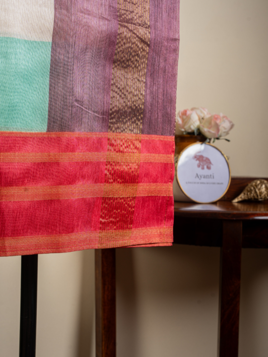 Multicolour Soft Chanderi Saree