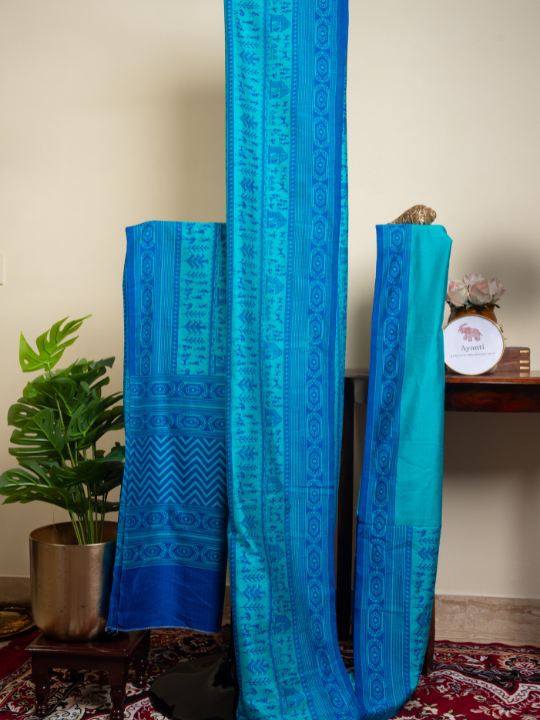 Blue Odhli Inspired Chanderi Saree