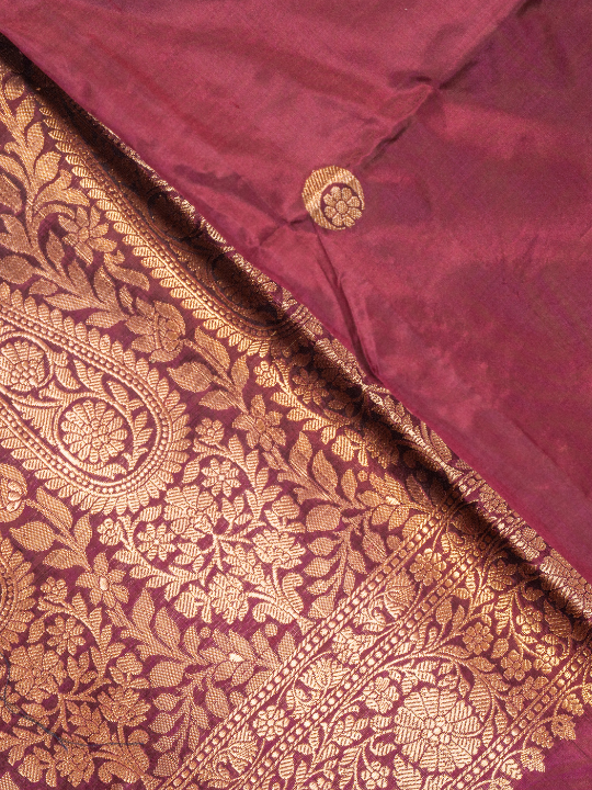 Deep Wine Handwoven Pure Katan Silk Saree