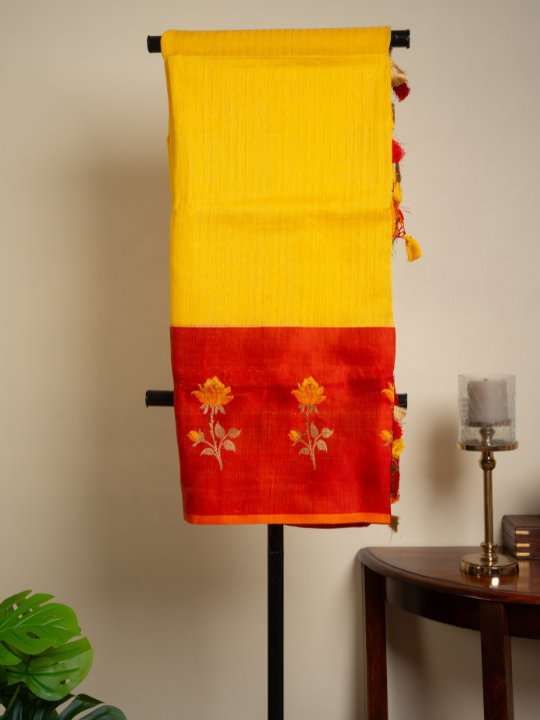 Sunshine Yellow Premium Cotton Linen Saree