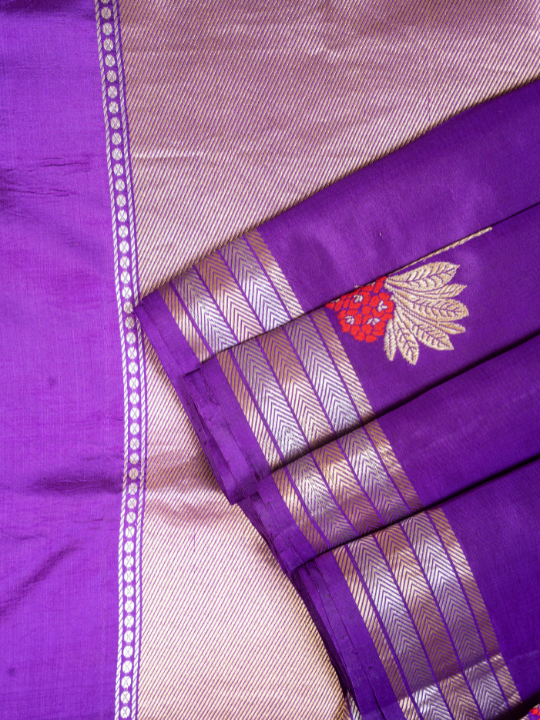 Purple Handwoven Pure Katan Soft Silk Saree