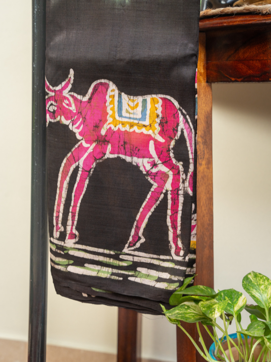 Green Pure Silk Batik Saree