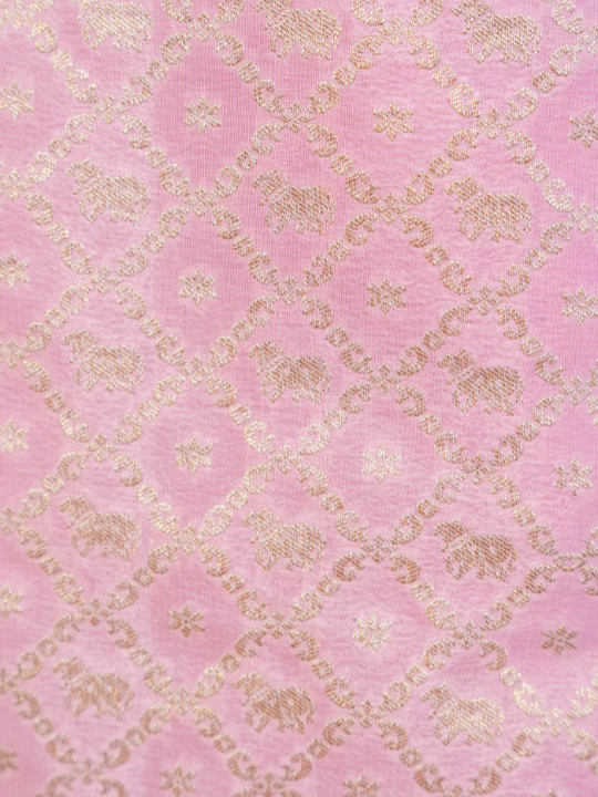 Blush Pink Handcrafted Pure Katan Crepe Silk Saree