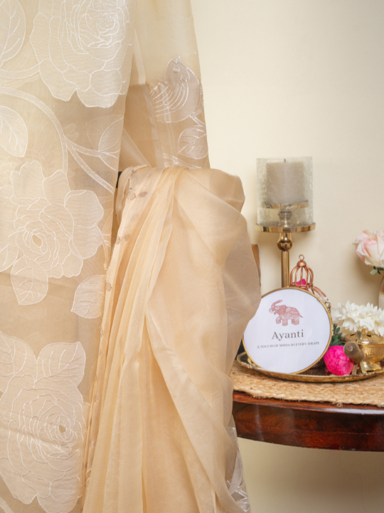 Ivory Pure Silk Organza Saree
