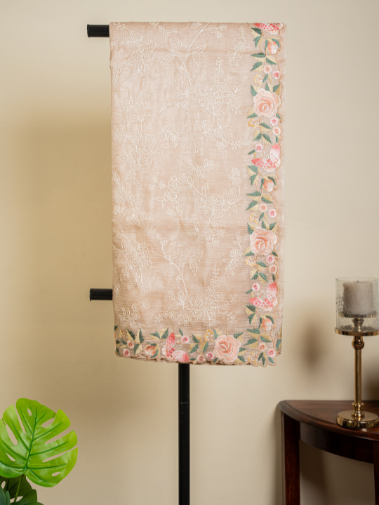 Beige Soft Crush Tissue Saree