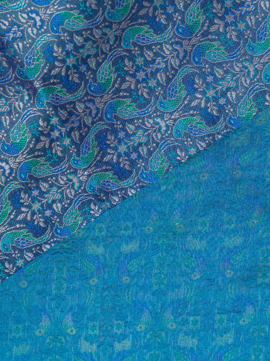 Royal Blue Handwoven Double Katan Chauvari Jamewar