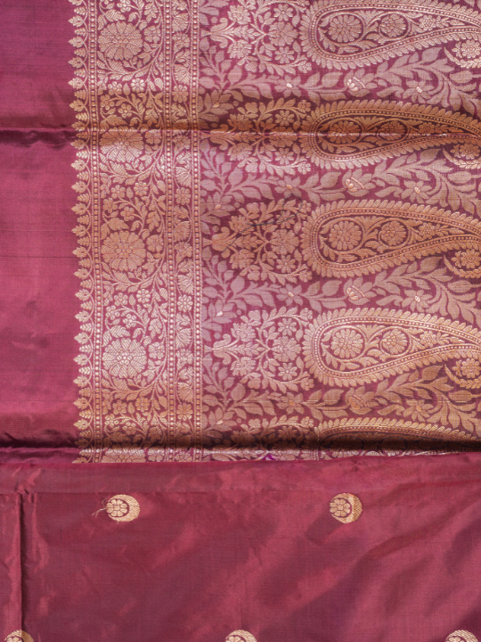 Deep Wine Handwoven Pure Katan Silk Saree